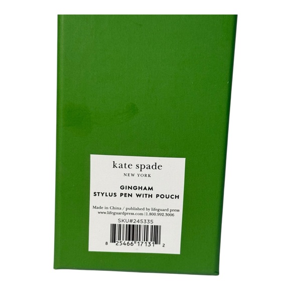 Kate Spade New York Daisy Gingham Stylus Pen & Pouch Green NEW - Picture 5 of 5